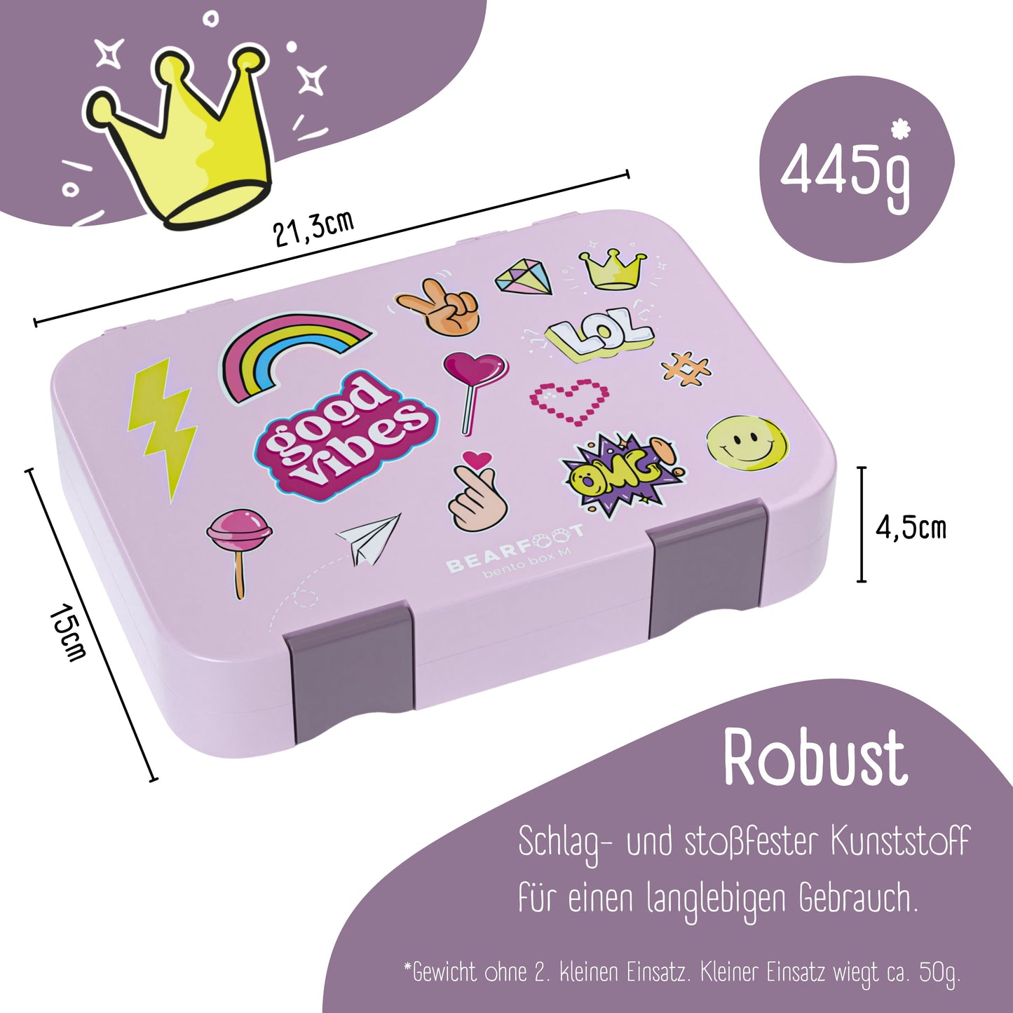 Kids lunch box with compartments, Lunchbox - Purple sticker
