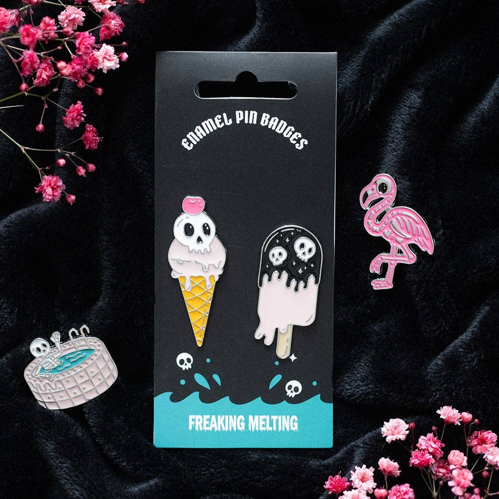 "Melting Goth Ice Cream" Enamel Pins