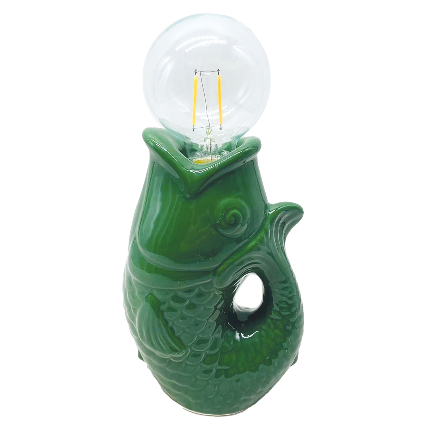 Green LED fish decoration, battery-operated, L13.5 W8.2 H27cm