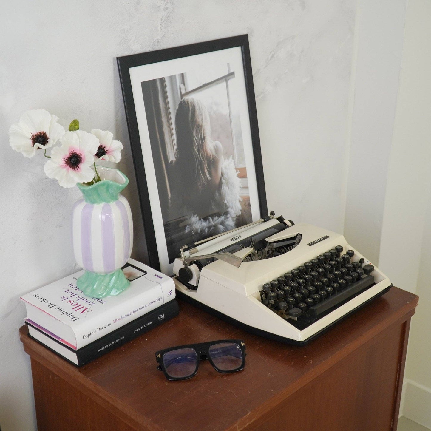 Vase - Bonbon Toffee Flower Vase - Mint/Lilac - 9.5x9.5x21cm