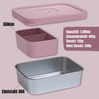 Kids' Stainless Steel Lunchbox with Silicone Insert - Pink