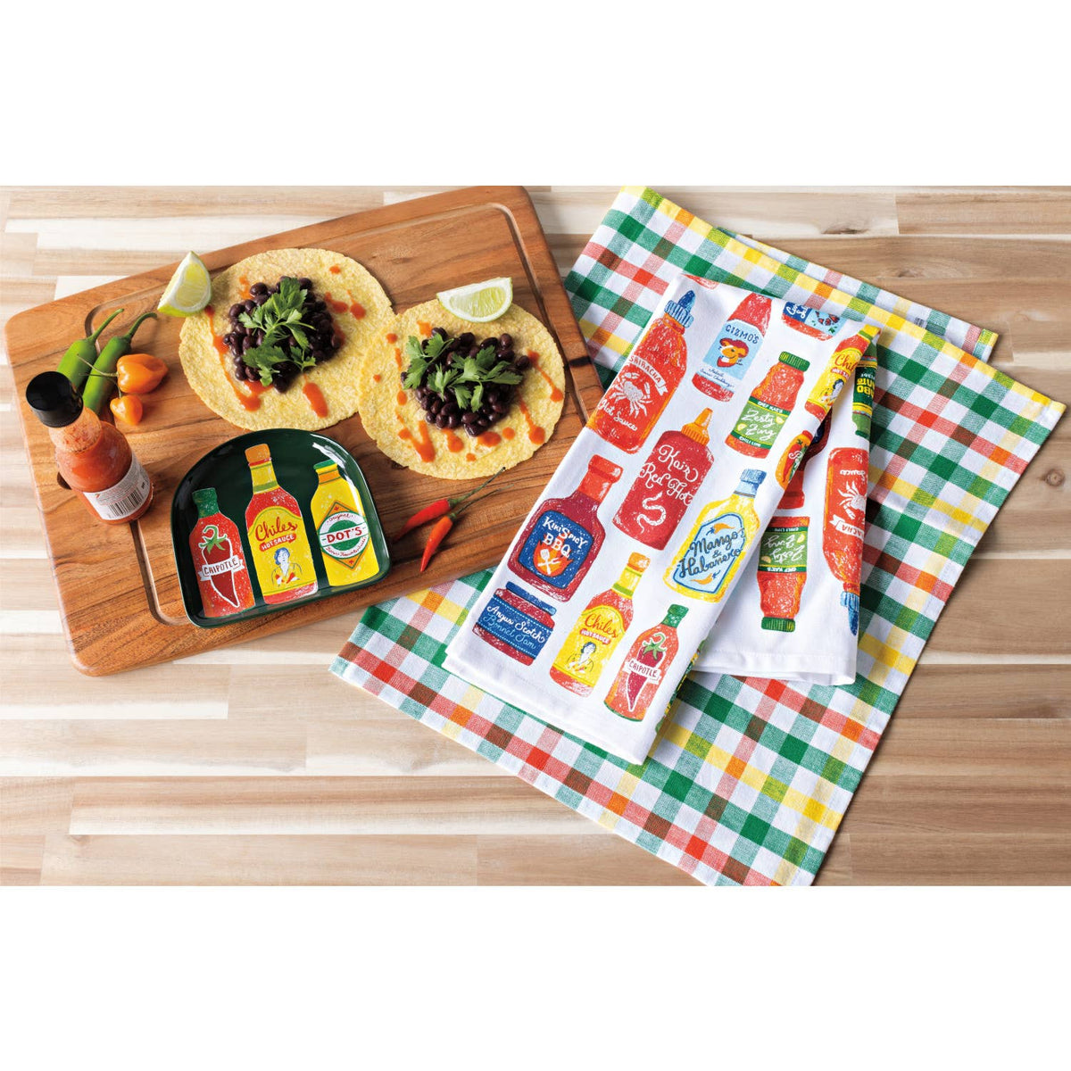 Set di 2 strofinacci per salsa piccante