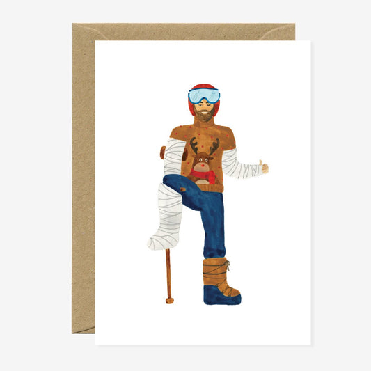 Ski Fail Man - Greeting Card
