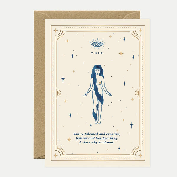 Virgo - Carte de voeux - Feuille dorée