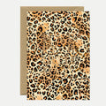 Leopard - Carte de Voeux - Feuille Dorée