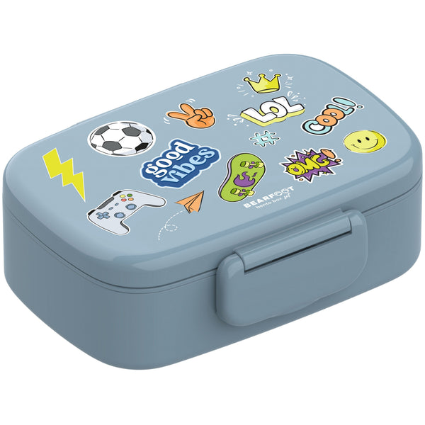 Kids' Lunch Box with Compartments, Leakproof - Stickers, Blue