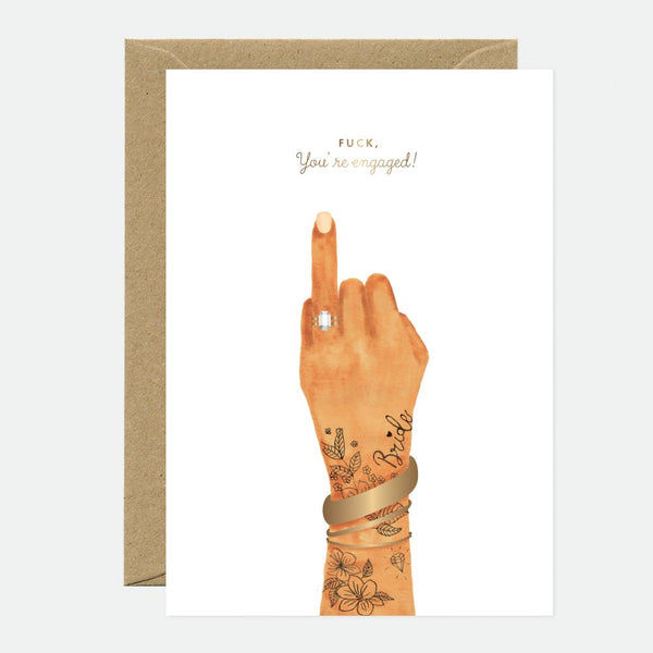F*ck you're engaged - Greeting card - Gold foil