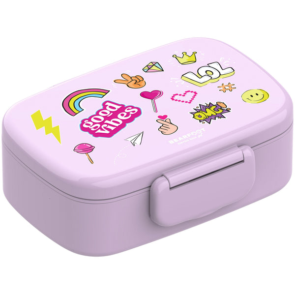 Kids Lunch Box with Compartments, Leakproof - Stickers, Purple