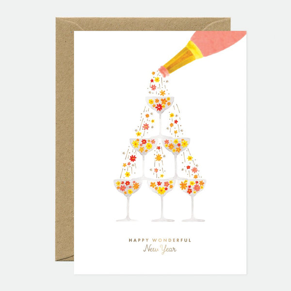 Flower champagne - Greeting card - Gold foil