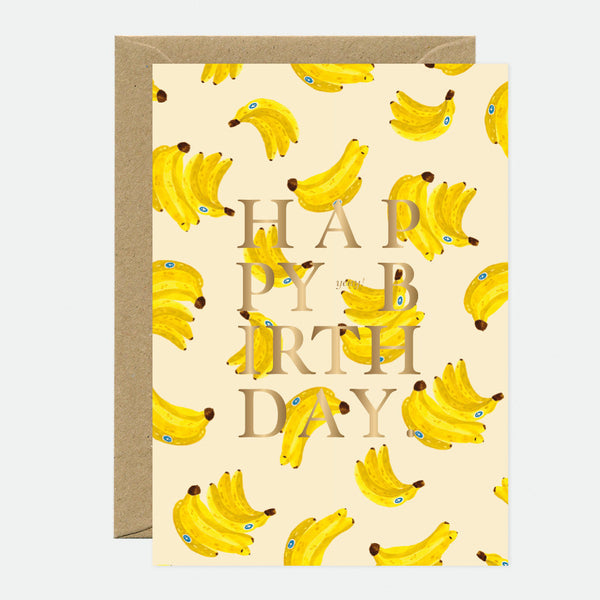 Bananas - Birthday Greeting Card - Gold Foil