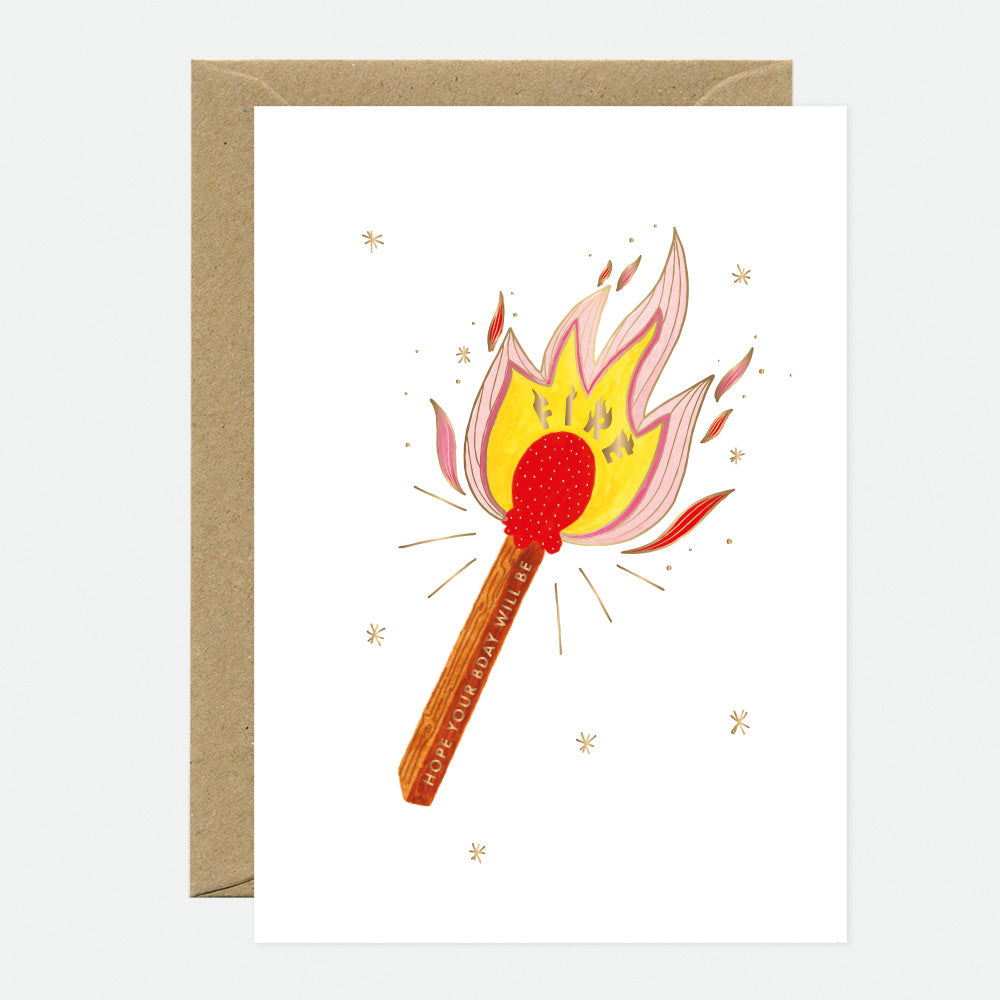 Fire Match - Greeting Card - Gold Foil