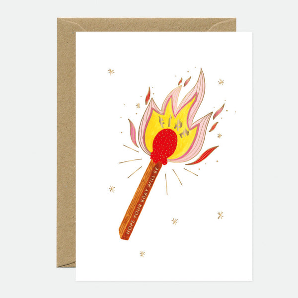 Fire Match - Greeting Card - Gold Foil
