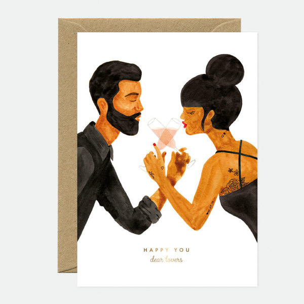Happy Lovers - Greeting Card - Gold Foil