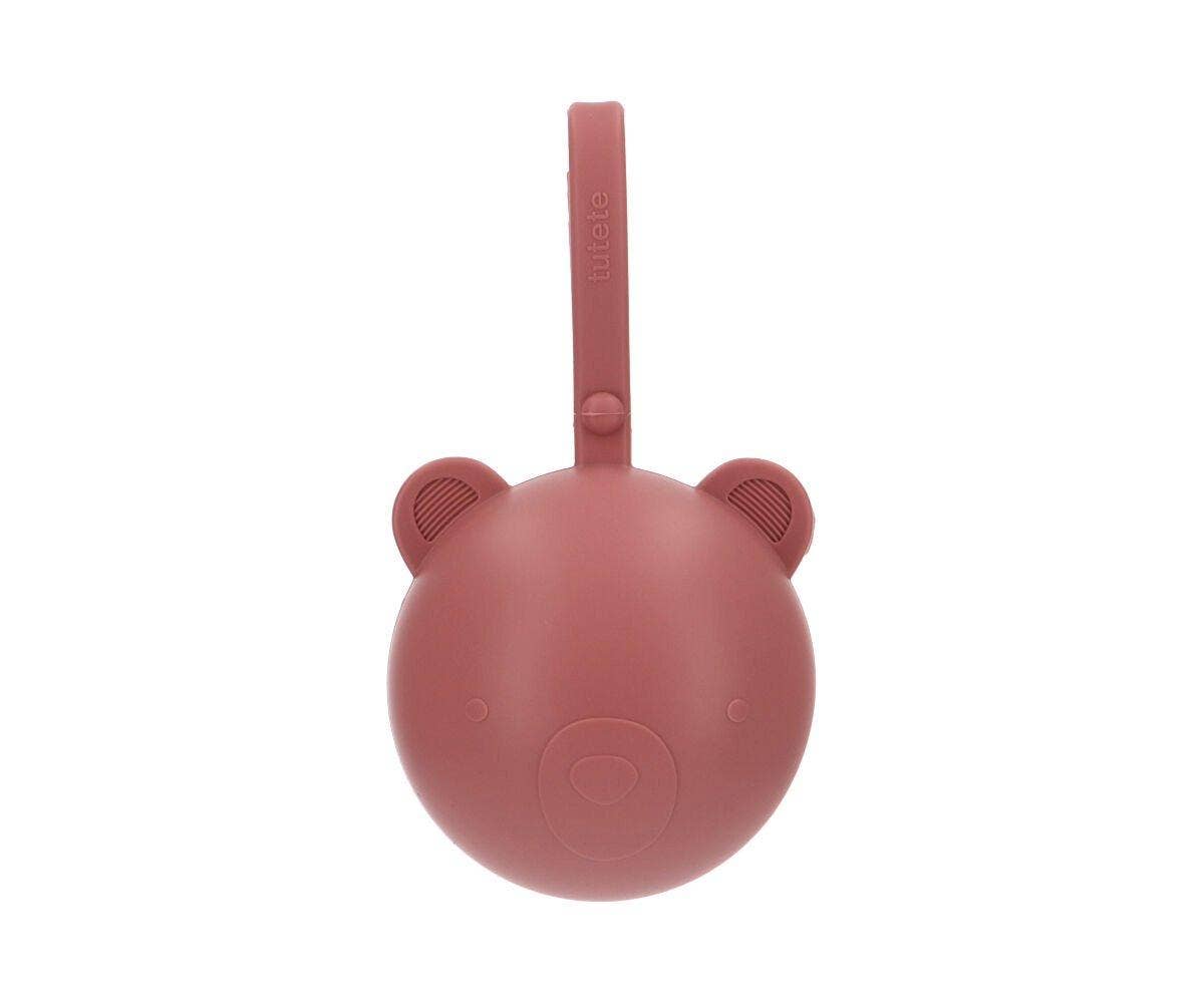 Porte-sucette en silicone Ours rose Dust