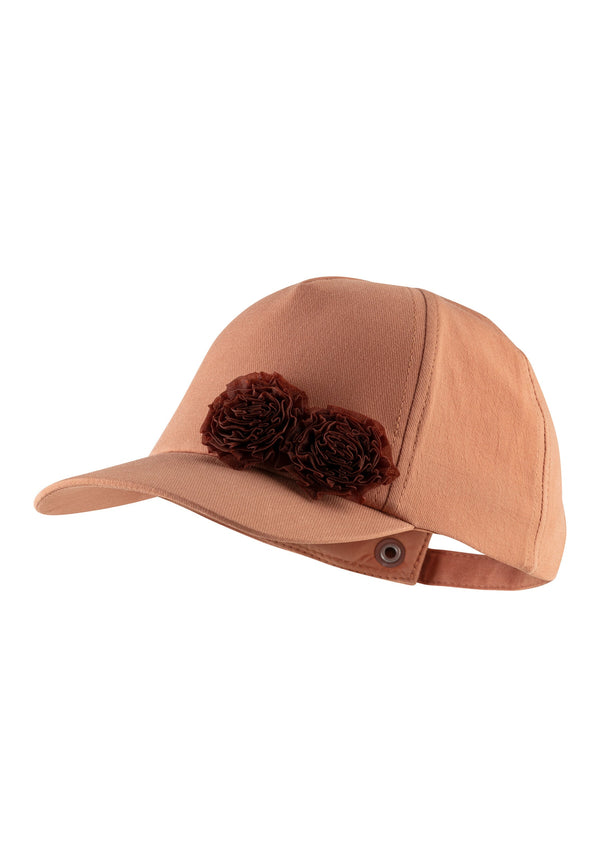 Floral ruffle cap