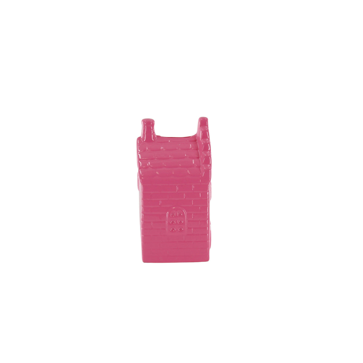 Soprammobile - Salvadanaio - Casa - Ceramica - Rosa Neon - 7x7x13cm