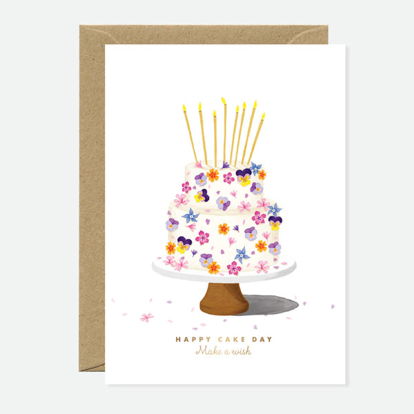 Flower Cake - Greeting Card - Gold Foil