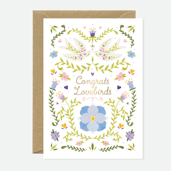 Congrats Lovebirds - Greeting Card - Gold Foil