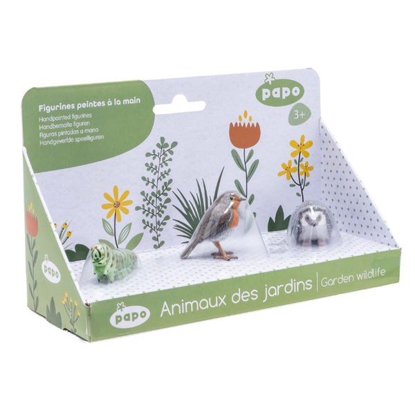 Coffret insectes (Hérisson - Rouge-gorge - Chenille) Papo - animal du jardin