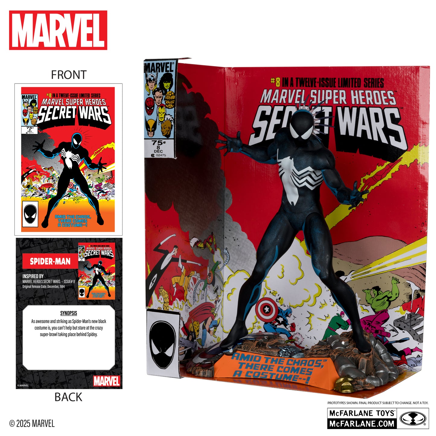 spider man 1 6th scale collectible with scene comic marvel super heroes secret wars 8 mcfarlane toys