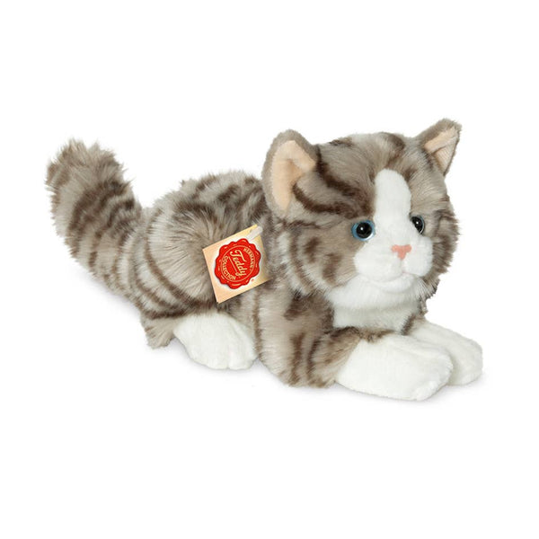 Peluche Chat Couché Gris – 20 cm - Teddy Hermann
