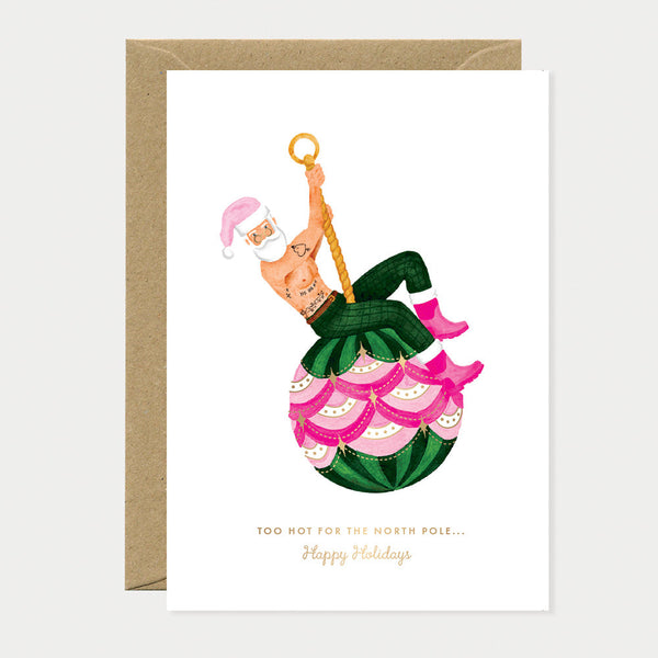 Hot Santa - Carte de vœux - Feuille d'or