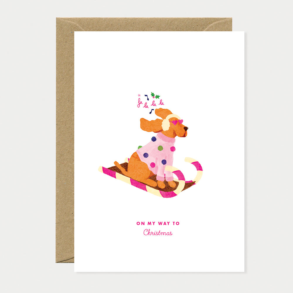 Christmas Dog Sledding - Greeting card