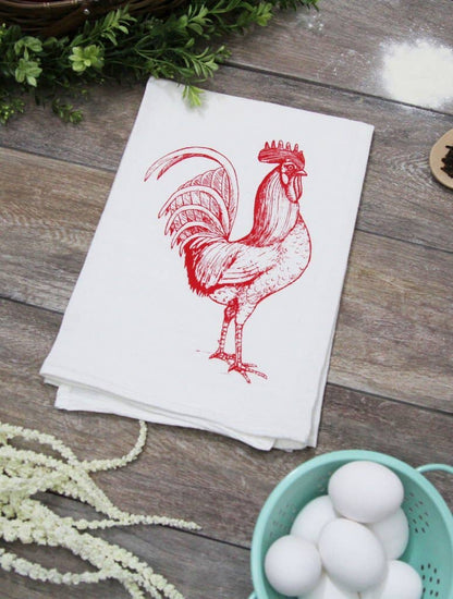 Red Rooster Tea Towel