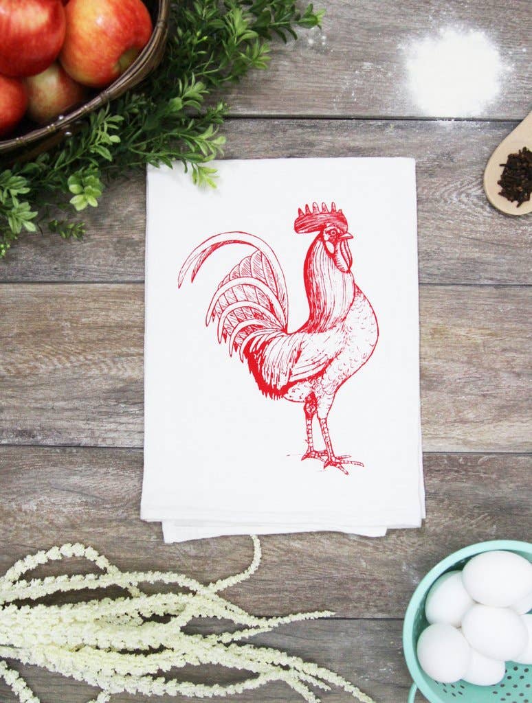 Red Rooster Tea Towel
