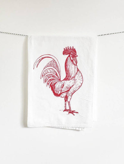 Red Rooster Tea Towel