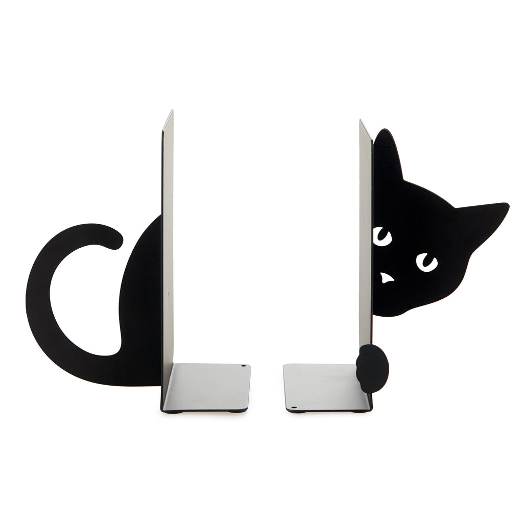Double serre-livres chat caché