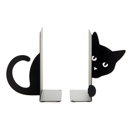 Double serre-livres chat caché