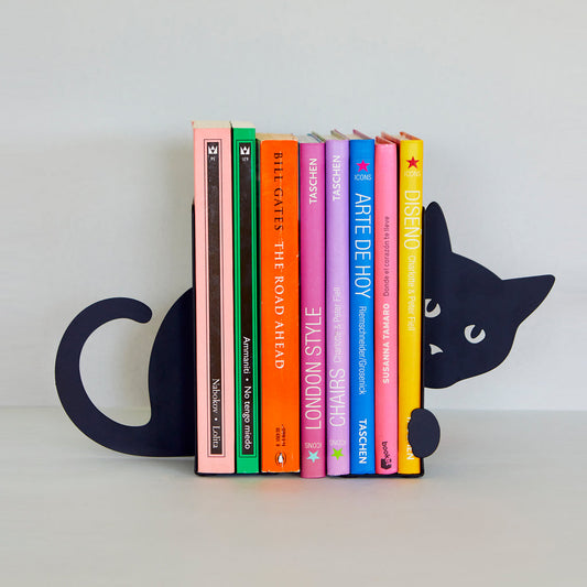 Double serre-livres chat caché