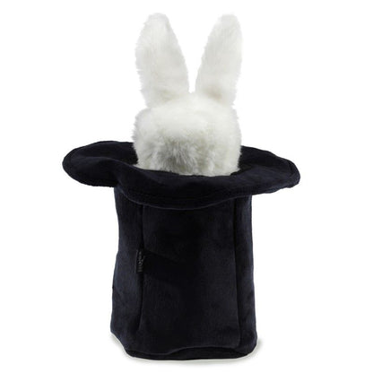 White rabbit hand puppet in hat