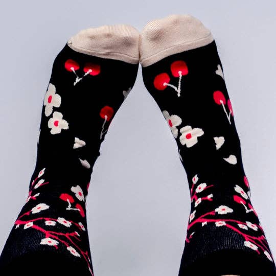 Funny cherry long cotton socks for women and men