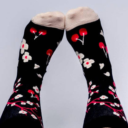 Funny cherry long cotton socks for women and men