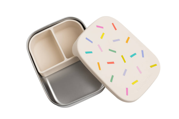 Stainless Steel Lunch Box with Children's Compartments - Confetti