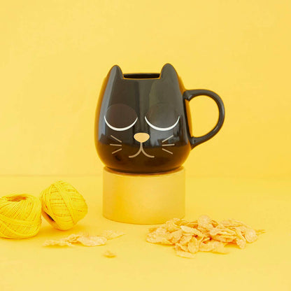 Mug rond Chat noir « Wake up »