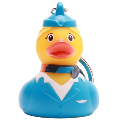 Blonde Flight Attendant Duck Keychain