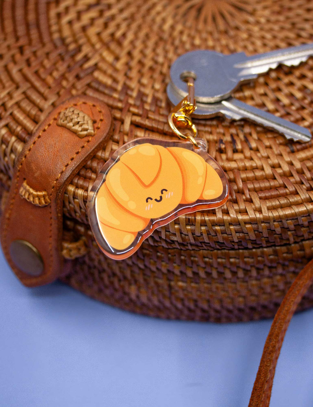 Porte Clés Acrylique Croissant Kawaii