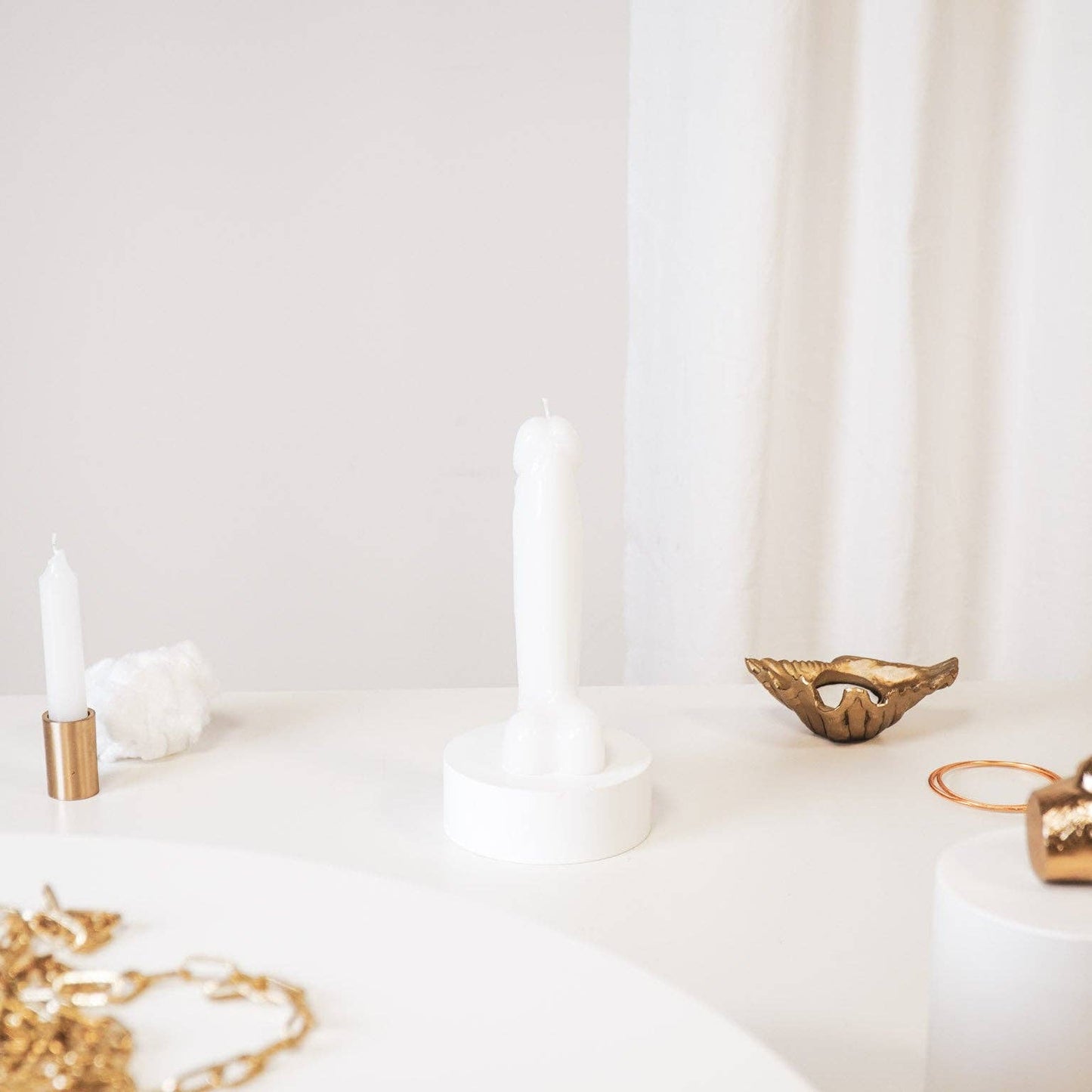 Candle - Wick - Wax - White - 160 grams - 7x5.5x17 cm