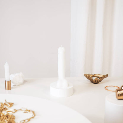 Candle - Wick - Wax - White - 160 grams - 7x5.5x17 cm