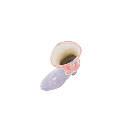 Flower vase - Boot-shaped vase - Ceramic - Pink/Lilac - 16.5x10.5x26.5cm