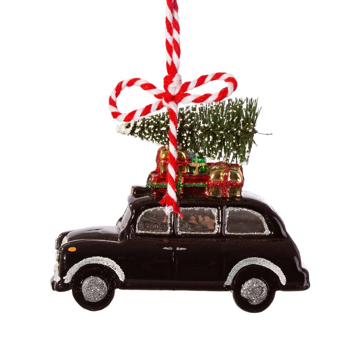 Black Christmas bauble in the shape of a taxi in London