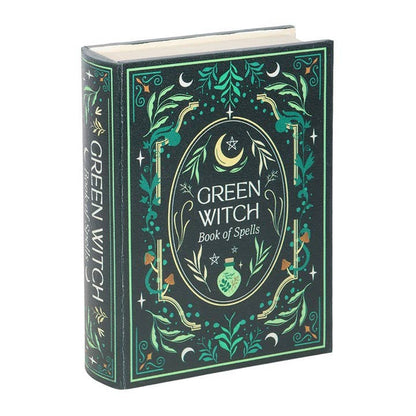 Green witch's book-shaped storage box