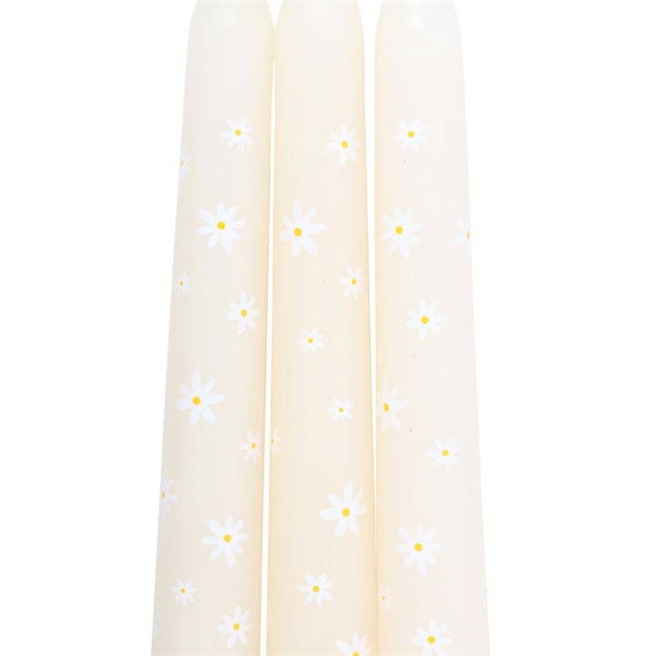 Ensemble de 3 bougies effilées Carrot Patch White Daisy