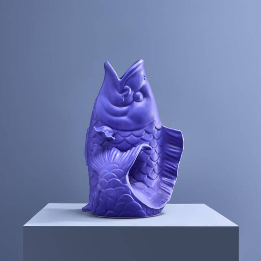 Blubb Sculpture/Vase, Matte Blue Stoneware, 35 x 30 x 44 cm