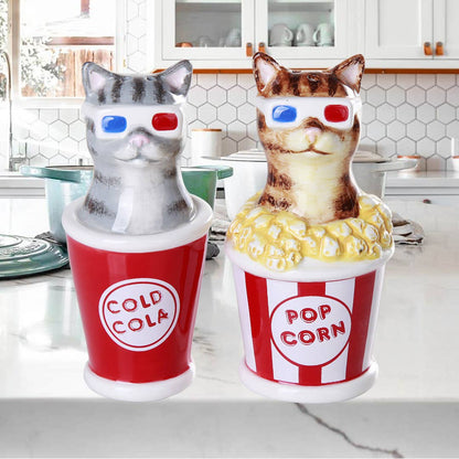 Set of 3D ceramic salt and pepper shakers with kittens