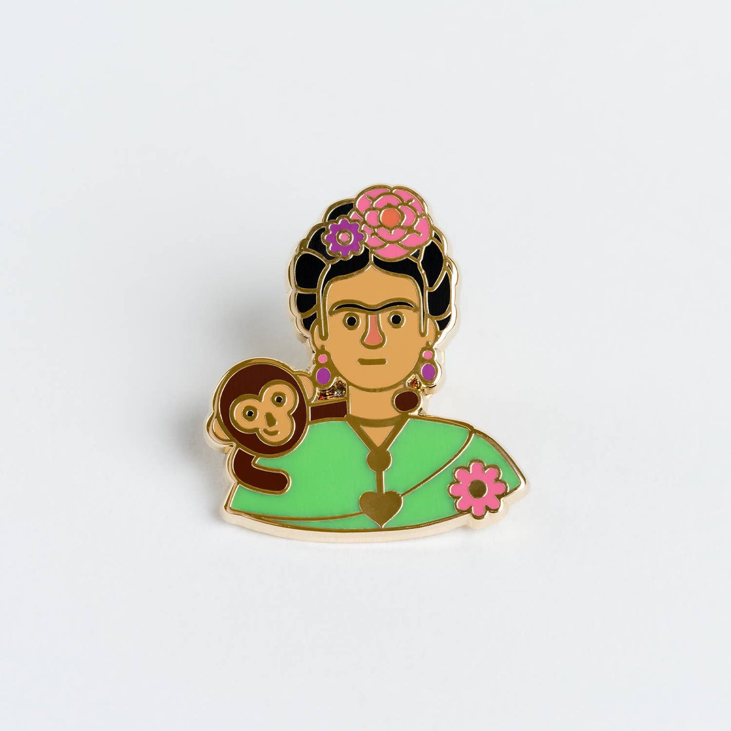 Frida pin with a monkey - Artist Art Gift Paint Mexico Cute