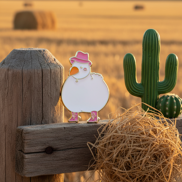 Cowgirl White Duck Pin